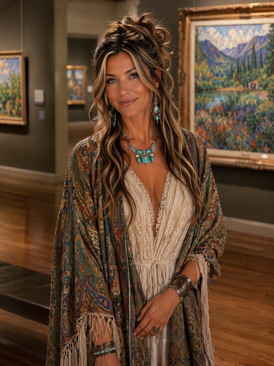 Jewelry - Turquoise Beaded And Tooled Necklace 058